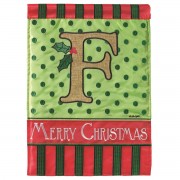 2pk -Flag Christmas Monogram-F Burlap 13x18 - (Pack of 2)