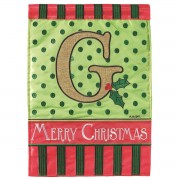 2pk -Flag Christmas Monogram-G Burlap 13x18 - (Pack of 2)