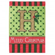 2pk -Flag Christmas Monogram-H Burlap 13x18 - (Pack of 2)