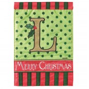 2pk -Flag Christmas Monogram-L Burlap 13x18 - (Pack of 2)