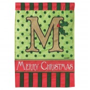 2pk -Flag Christmas Monogram-M Burlap 13x18 - (Pack of 2)