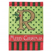 2pk -Flag Christmas Monogram-R Burlap 13x18 - (Pack of 2)