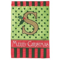 2pk -Flag Christmas Monogram-S Burlap 13x18 - (Pack of 2)