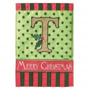 2pk -Flag Christmas Monogram-T Burlap 13x18 - (Pack of 2)