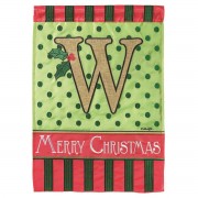 2pk -Flag Christmas Monogram-W Burlap 13x18 - (Pack of 2)