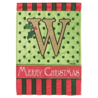 2pk -Flag Christmas Monogram-W Burlap 13x18 - (Pack of 2)