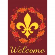 2pk -Flag Welcome Wreath Fleur-De-Lis 13x18 - (Pack of 2)