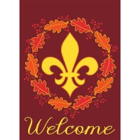 2pk -Flag Welcome Wreath Fleur-De-Lis 13x18 - (Pack of 2)