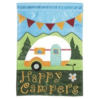 2pk -Flag Happy Campers Polyester 13x18 - (Pack of 2)
