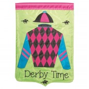 2pk -Flag Derby Time Pink Polyester 13x18 - (Pack of 2)