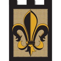 2pk -Flag Black Gold Burlap Polyester 13x18 - (Pack of 2)