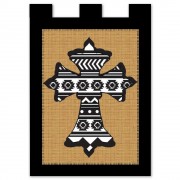 2pk -Flag Aztec Cross Burlap Polyester 13x18 - (Pack of 2) 2pk -Flag Aztec Cross Burlap Polyester 13x18 - (Pack of 2)