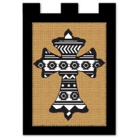 2pk -Flag Aztec Cross Burlap Polyester 13x18 - (Pack of 2)