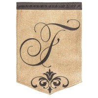 2pk -Flag Monogram-F Burlap Polyester 13x18 - (Pack of 2)