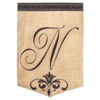 2pk -Flag Monogram-N Burlap Polyester 13x18 - (Pack of 2)