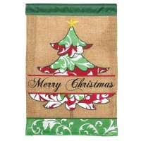 2pk -Flag Christmas Tree Burlap 13x18 - (Pack of 2)