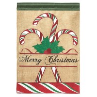 2pk -Flag Candy Cane Burlap Polyester 13x18 - (Pack of 2)