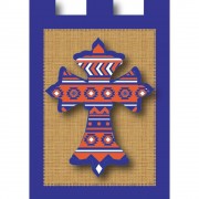 2pk -Flag Aztec Cross Orange Blue 13x18 - (Pack of 2) 2pk -Flag Aztec Cross Orange Blue 13x18 - (Pack of 2)