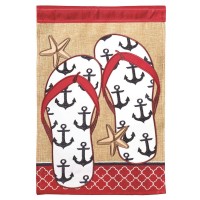 2pk -Flag Anchor Flips Burlap Polyester 13x18 - (Pack of 2)