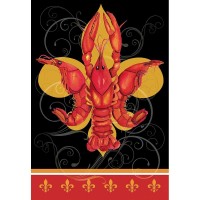 2pk -Flag Crawfish Fleur-De-Lis 13x18 - (Pack of 2)