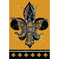 2pk -Flag Black Gold Crawfish Polyester 13x18 - (Pack of 2)