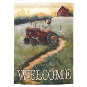 2pk -Flag Tractor Welcome Polyester 13x18 - (Pack of 2)