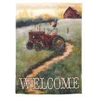 2pk -Flag Tractor Welcome Polyester 13x18 - (Pack of 2)