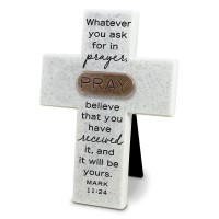 2pk -Tabletop Cross Copper Accented Pray - (Pack of 2)