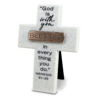 2pk -Tabletop Cross Copper Accented Blessed - (Pack of 2)