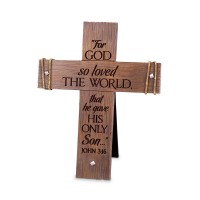 2pk -Tabletop Cross For God Loved World Brown - (Pack of 2)