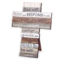 2pk -Tabletop Cross Believe Brown Mdf 9" - (Pack of 2)