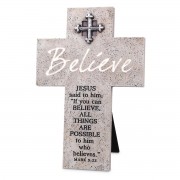 2pk -Tabletop Cross Emblem Believe Resin - (Pack of 2) 2pk -Tabletop Cross Emblem Believe Resin - (Pack of 2)