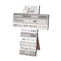 2pk -Tabletop Cross Believe 1Cor Mdf 5.75" - (Pack of 2)