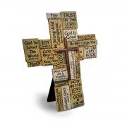 2pk -Tabletop Cross Stacked Stone Resin9" - (Pack of 2) 2pk -Tabletop Cross Stacked Stone Resin9" - (Pack of 2)