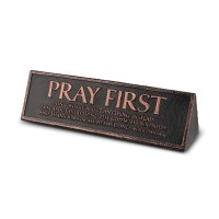 2pk -Tabletop Plaque Pray First Resin 6.5"L - (Pack of 2)