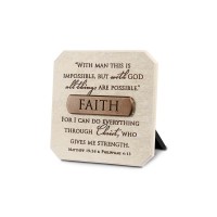 2pk -Tabletop Plaque Faith Bronze 3.75"H - (Pack of 2)