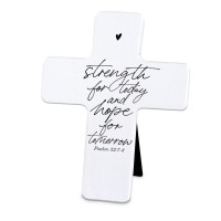 2pk -Tabletop Cross Strength For Today White - (Pack of 2)