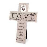 2pk -Tabletop Cross Love Emblem Stone 9.5"H - (Pack of 2)
