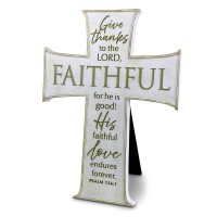 2pk -Tabletop Cross Faithful White 10in H - (Pack of 2)