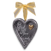 2pk -Christmas Ornament Heart Ribbon John3:16 - (Pack of 2)