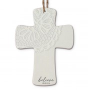 2pk -Christmas Ornament Cross Lace Believe - (Pack of 2)