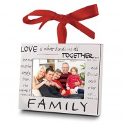 2pk -Christmas Ornament Family Frame Metal 3" - (Pack of 2)