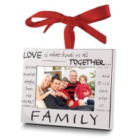 2pk -Christmas Ornament Family Frame Metal 3" - (Pack of 2)