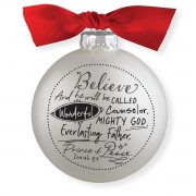2pk -Christmas Ornament Believe Bauble 4" - (Pack of 2)