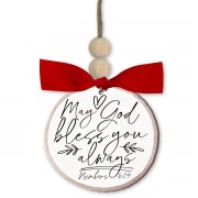 2pk -Christmas Ornament Rustic Tree God Bless - (Pack of 2)
