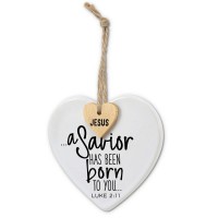 2pk -Ornament Heart Tag Savior Twine Hanger - (Pack of 2)