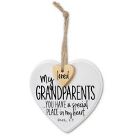 2pk -Ornament Heart Tag Grandparents Twine - (Pack of 2)