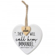 2pk -Ornament Heart Tag Immanuel Twine Hanger - (Pack of 2) 2pk -Ornament Heart Tag Immanuel Twine Hanger - (Pack of 2)