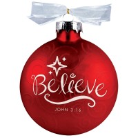 2pk -Christmas Ornament Believe Swirl Red 4" - (Pack of 2)