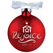 2pk -Christmas Ornament Rejoice Swirl Red 4" - (Pack of 2)